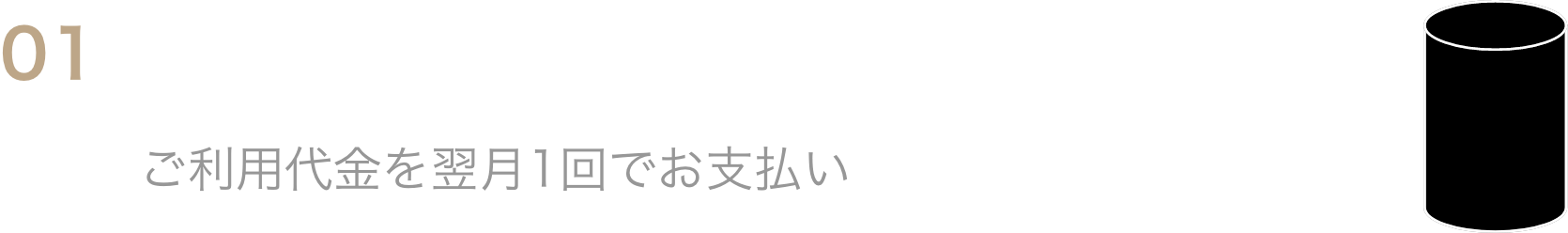 01翌月1回払いご利用代金を翌月1回でお支払い