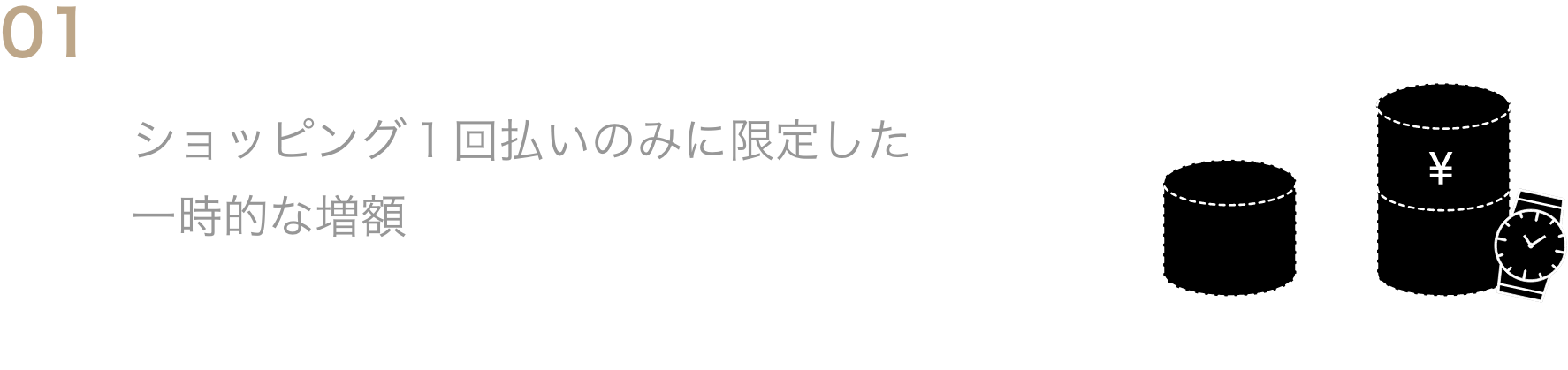 01一時増枠ショッピング１回払いのみに限定した一時的な増額